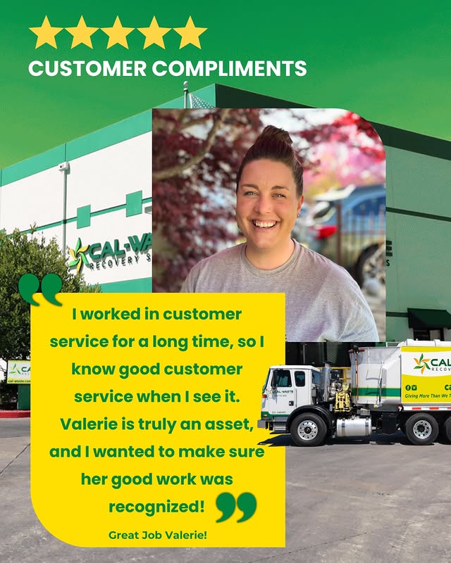Cal-Waste five-star customer service shoutout graphic