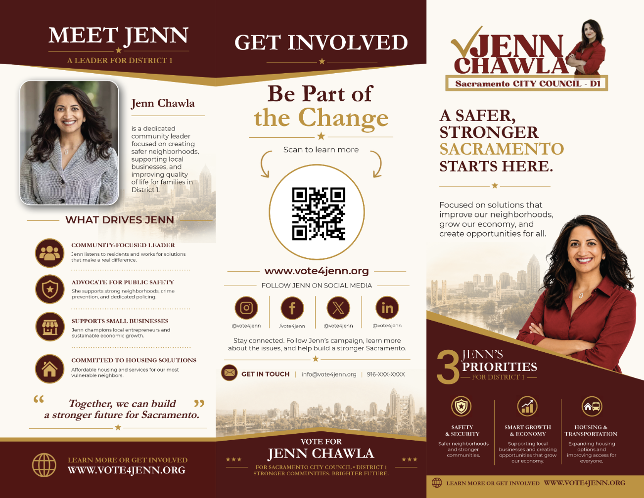 Jenn Chawla for Sacramento City Council campaign brochure