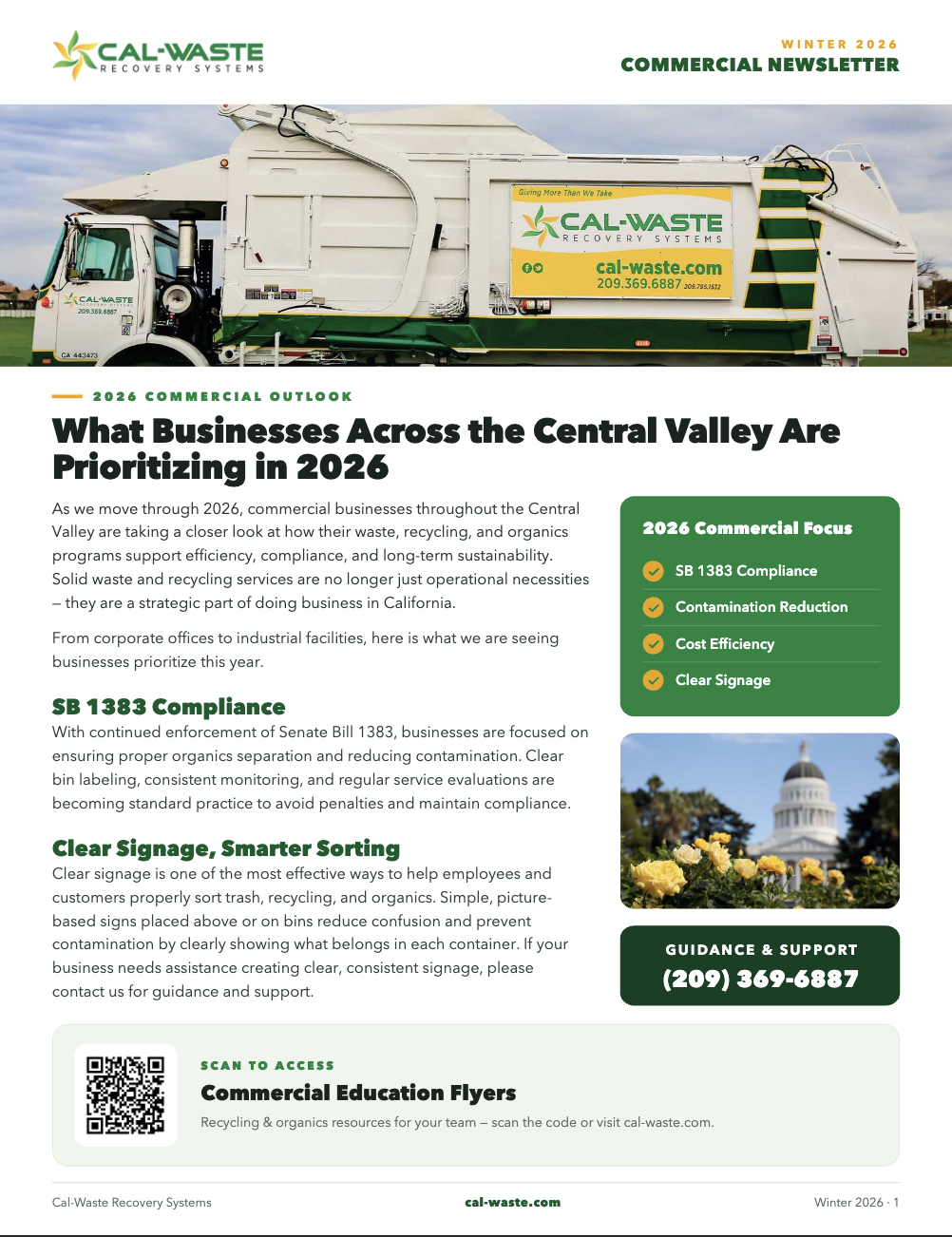 Cal-Waste Winter 2026 Commercial Newsletter